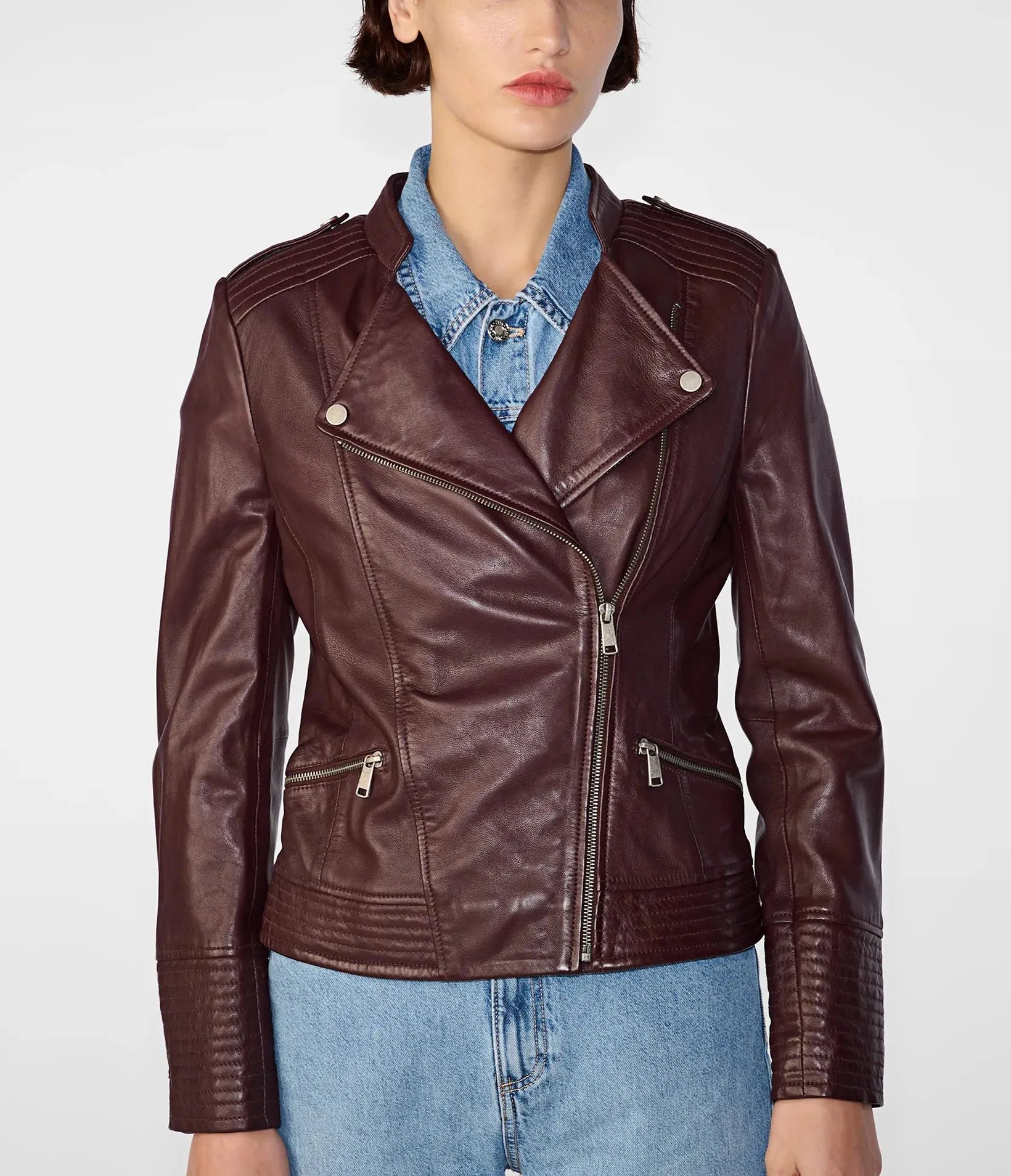 Monica Asymmetrical Leather Jacket