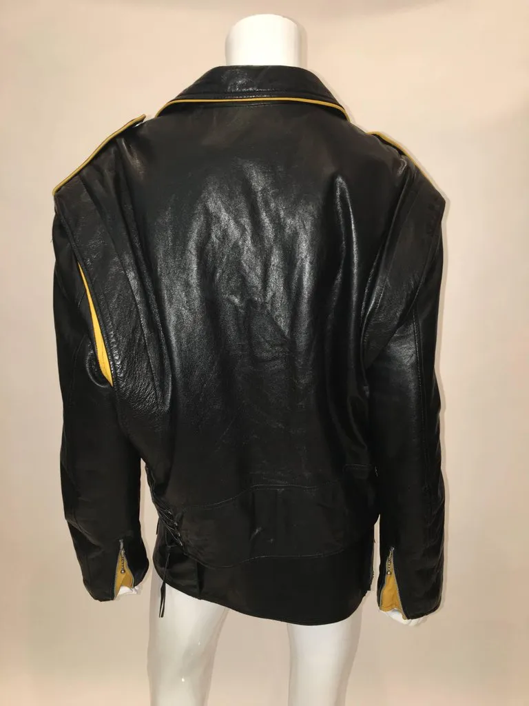 Montana Vintage 1980'S Black Leather Motorcycle Jacket