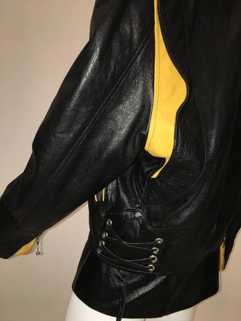 Montana Vintage 1980'S Black Leather Motorcycle Jacket