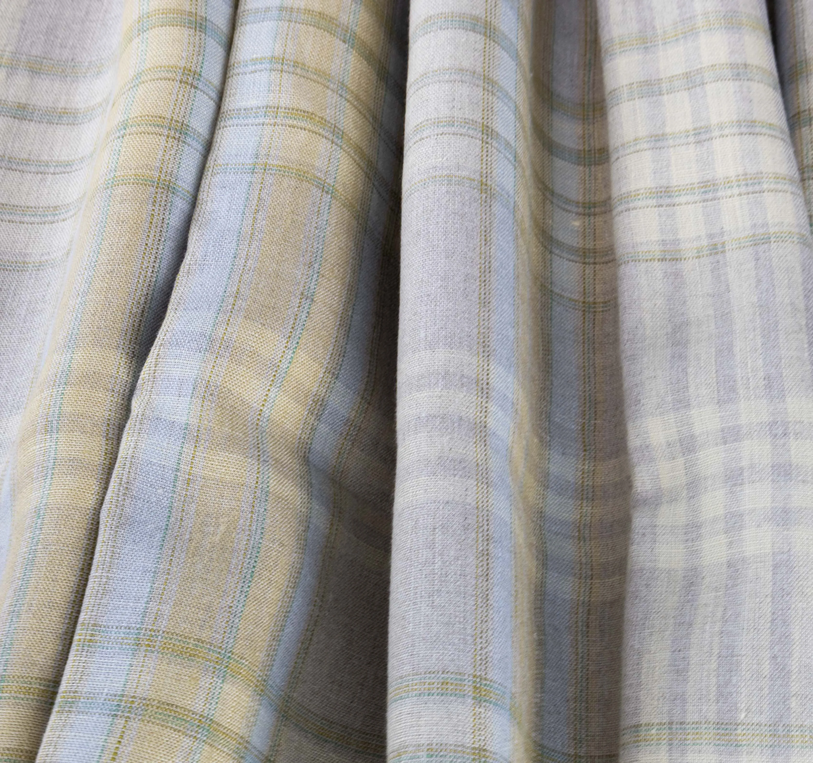 Natural, Butter Yellow, & Light Blue Linen Check - $14.00 yd.