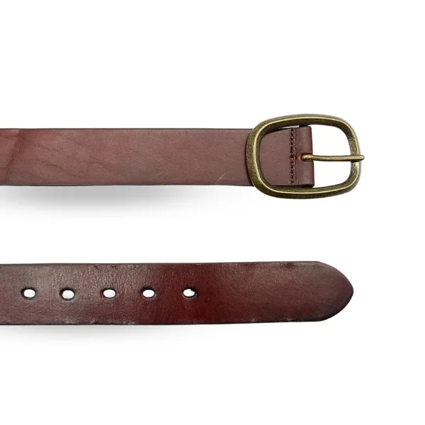 Nowra | Women's Dark Brown Genuine Leather Belt with Brushed Gold Buckle