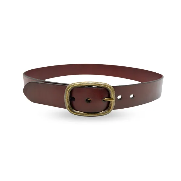 Nowra | Women's Dark Brown Genuine Leather Belt with Brushed Gold Buckle