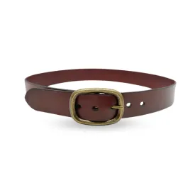 Nowra | Women's Dark Brown Genuine Leather Belt with Brushed Gold Buckle