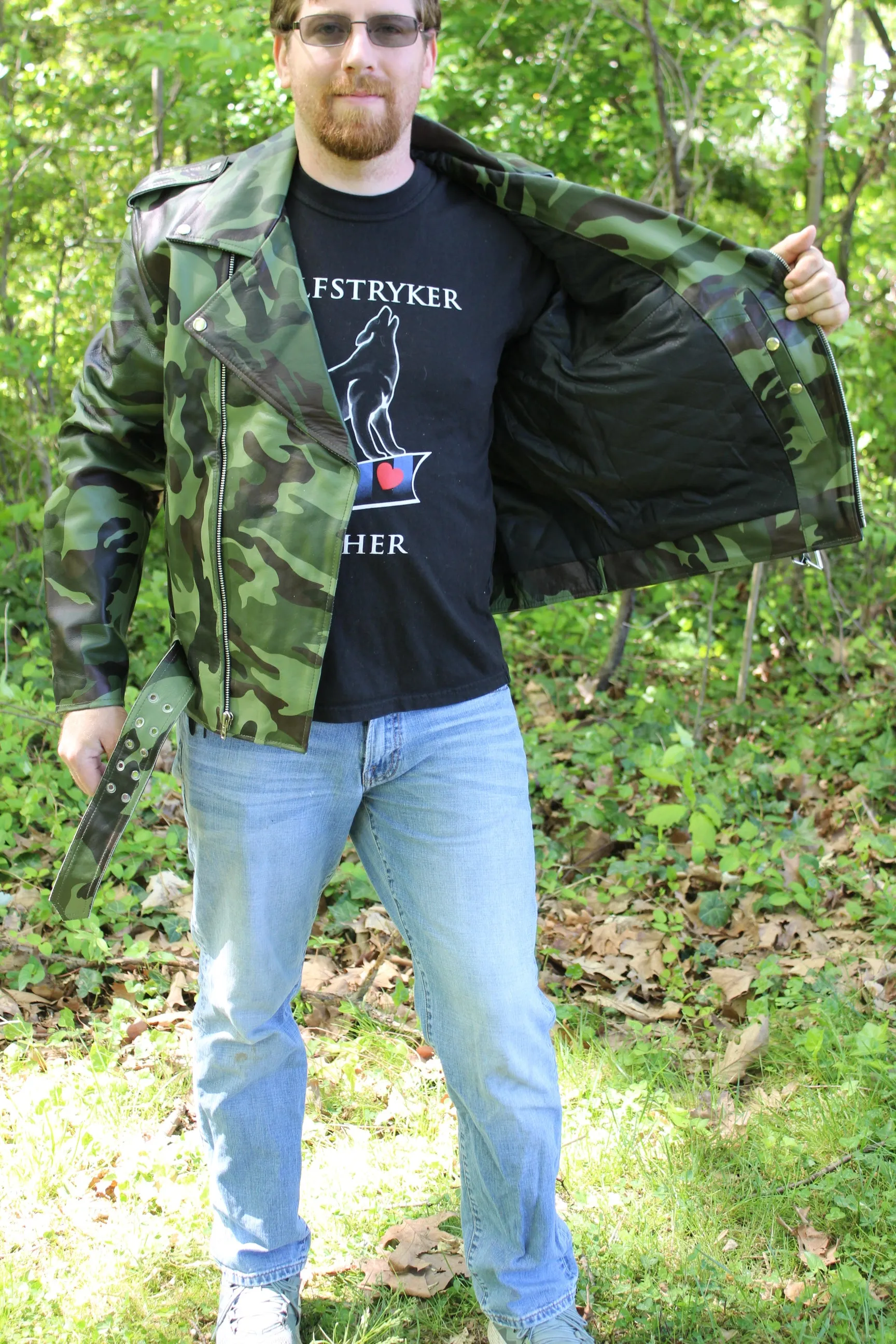 OnF Leather Biker Jackets in Camo