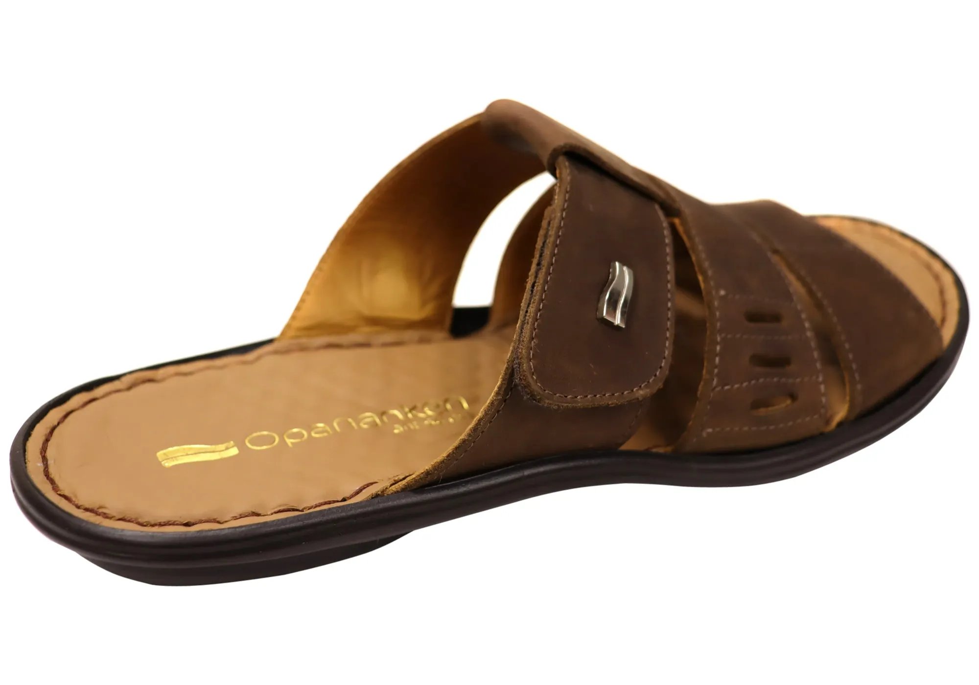 Opananken Andrew Mens Comfortable Brazilian Leather Slide Sandals