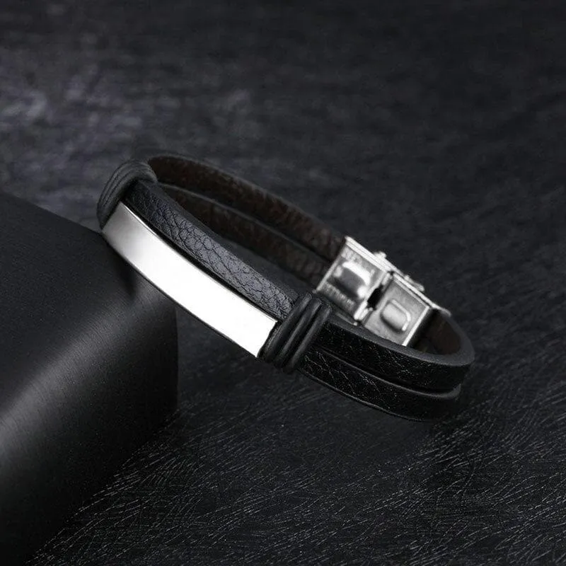 Personalized Engraved Leather Bracelets for Him