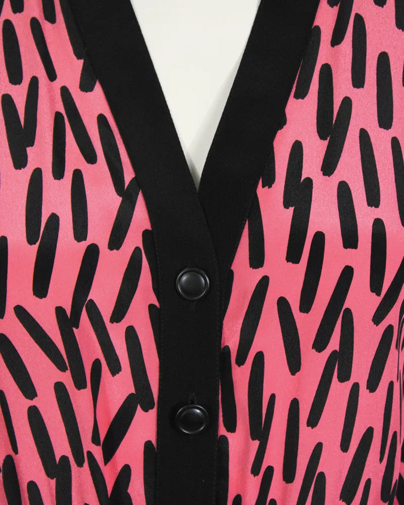 Pink and Black Paintbrush Print Dress