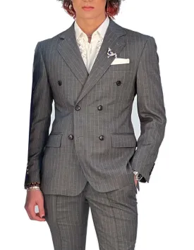 Pinstripe Suit for Men, Grey