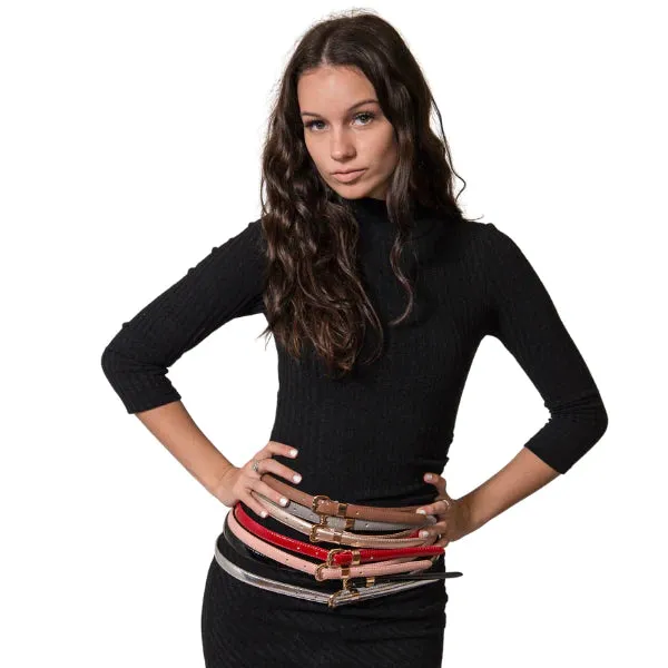 Queens Park | Ladies Red Skinny Patent Leather Belt