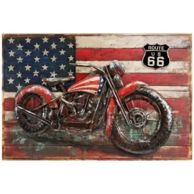 "2 Wheels" Mixed Media Iron Hand Painted Dimensional Wall Art