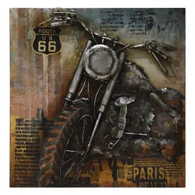 "Motorcycle 1" Mixed Media Iron Hand Painted Dimensional Wall Decor