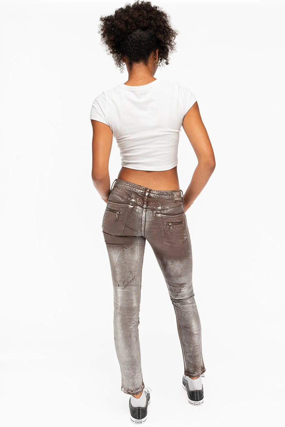 ROBIN'S BIKER WOMENS JEANS IN TOFFE LISA SILVER