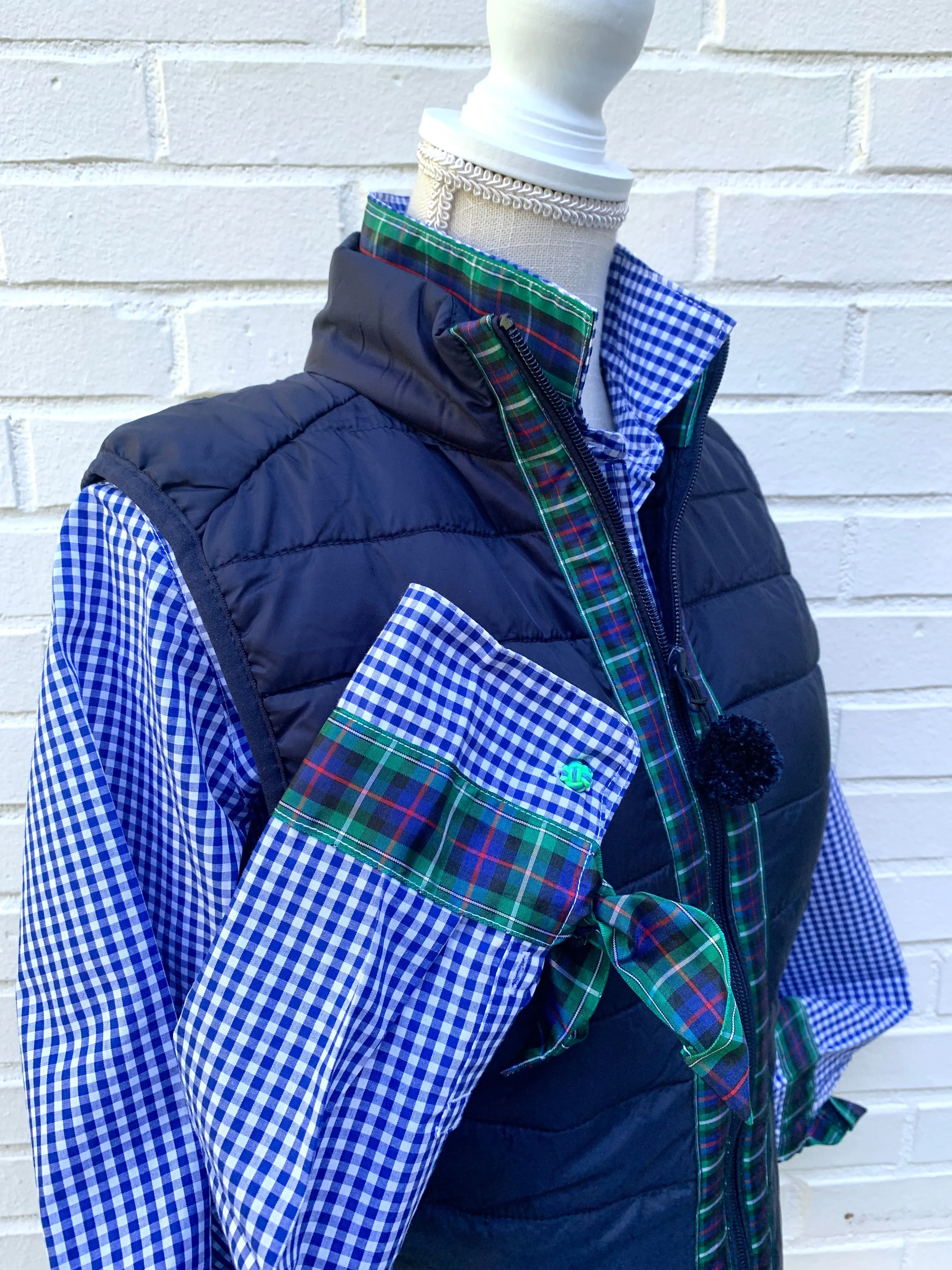 SALE - S, L, 2XL & 3XL - Maggie May Ribbon Puffer Vest (PF18) *FINAL SALE*