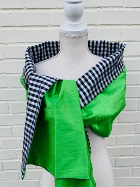 Silk Wrap in Classic Green and Black Gingham (LW94)