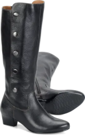 SOFFT Women's Rosie Snap Button Tall Leather Boot Black 7.5M