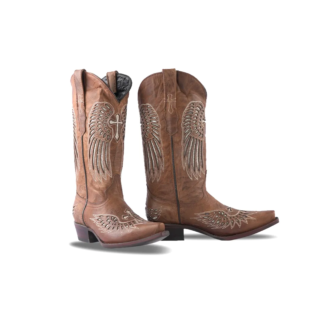 Texas Country Women's Western Boot Cedro Camel Retro Toe E324