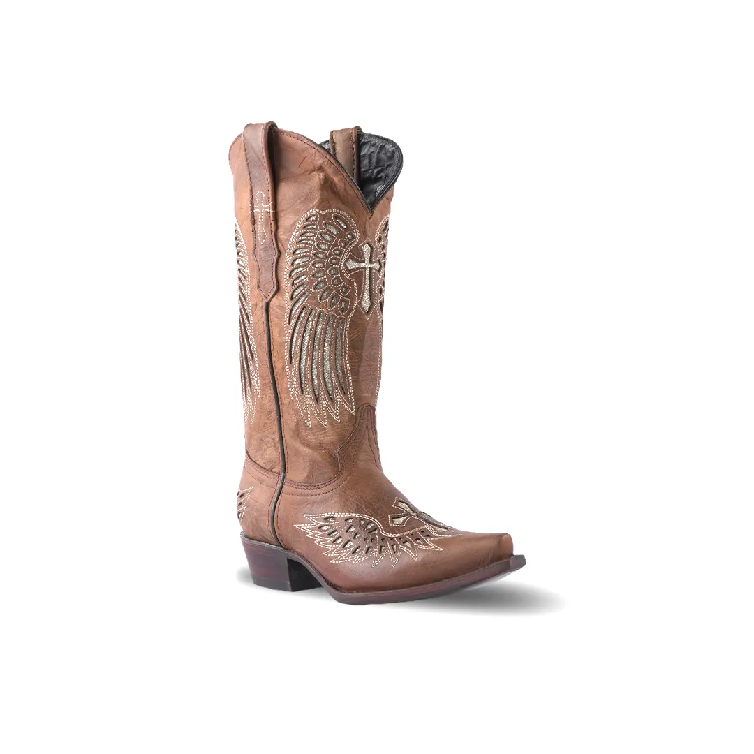 Texas Country Women's Western Boot Cedro Camel Retro Toe E324