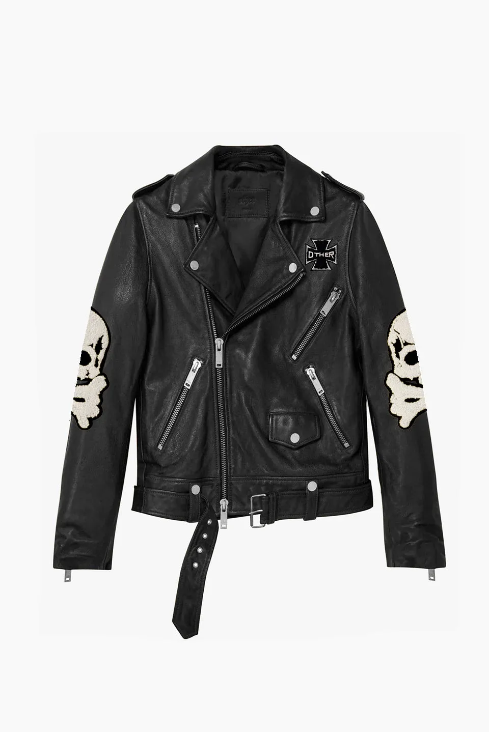 The Skull & Crossbones Patch Deuce Biker Jacket | Vintage Black