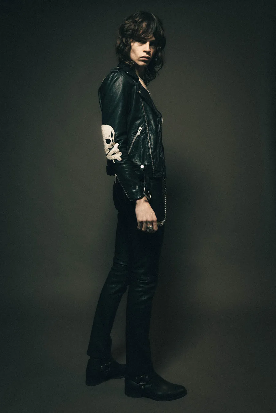 The Skull & Crossbones Patch Deuce Biker Jacket | Vintage Black