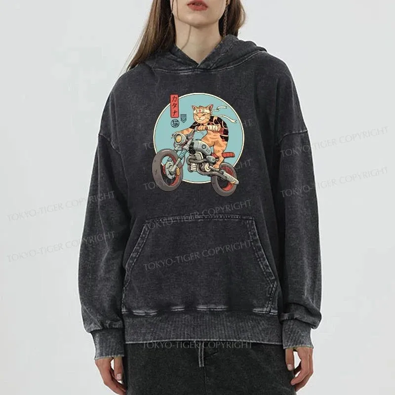 Tokyo-Tiger Catana Motorcycle Washed Hoodie