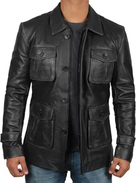 Trucker style leather jacket