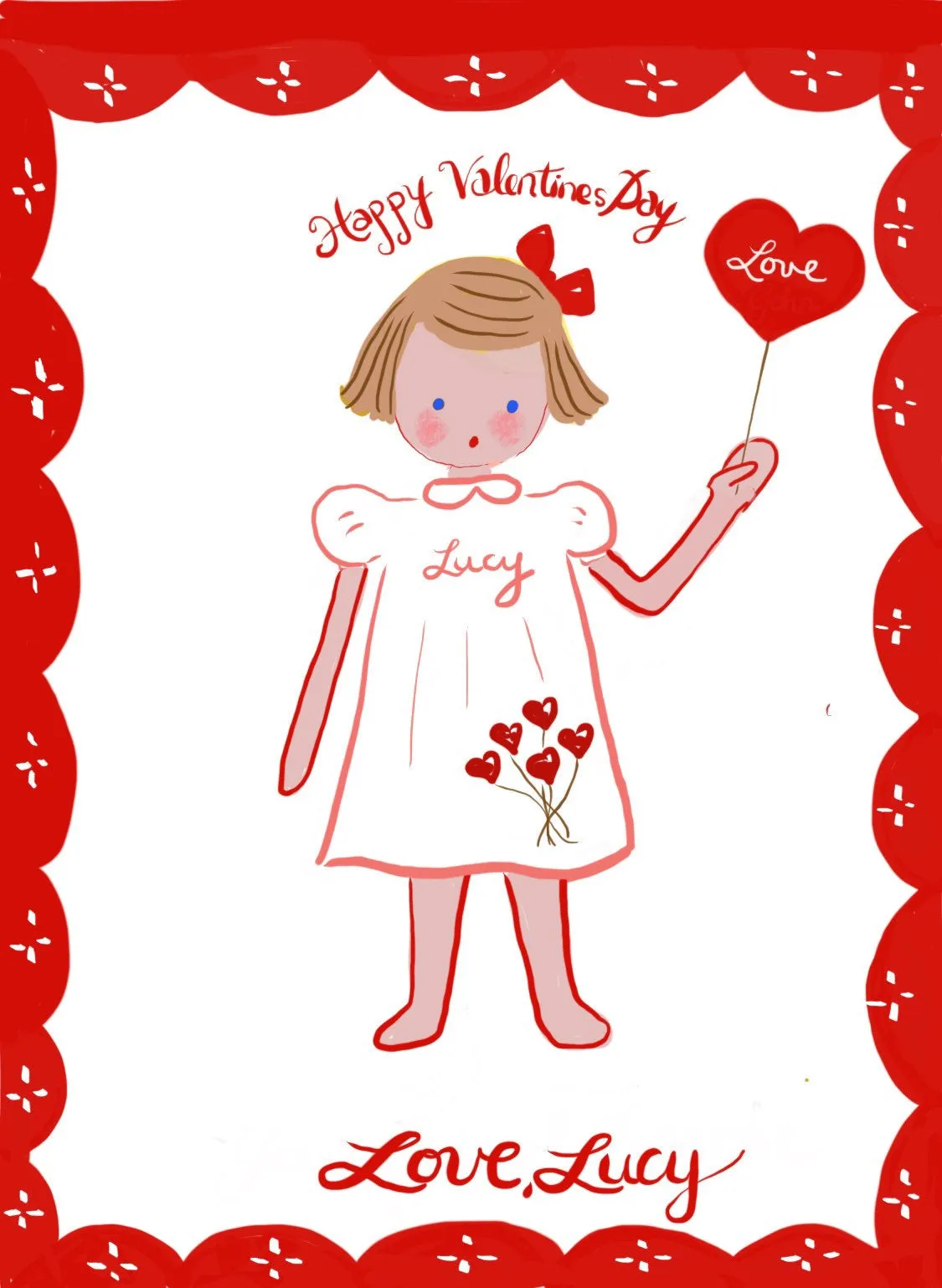 Valentine Cards- Boy with Red Shorts