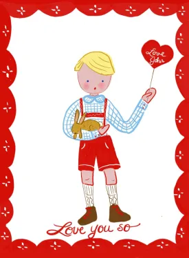 Valentine Cards- Boy with Red Shorts