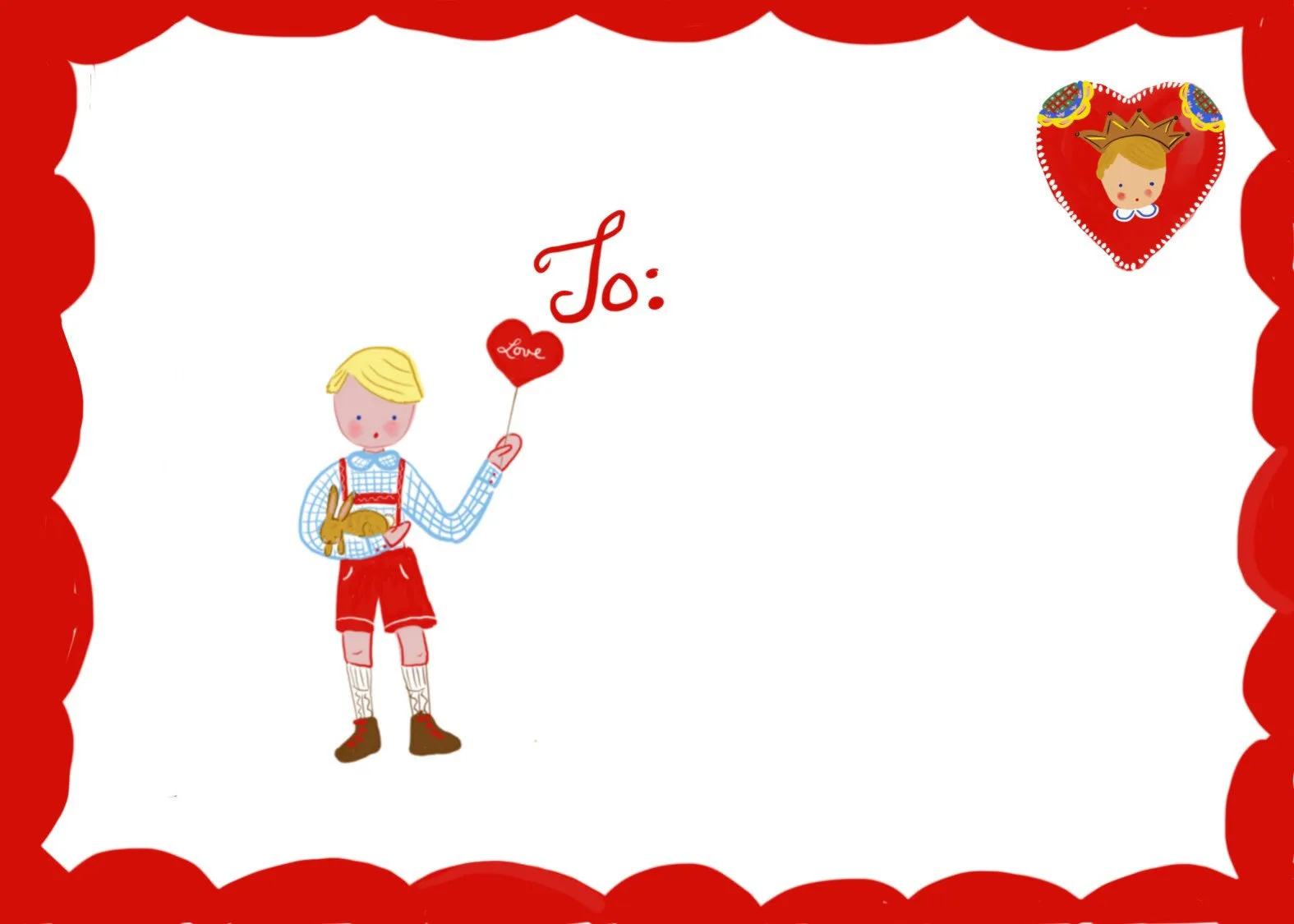 Valentine Cards- Boy with Red Shorts