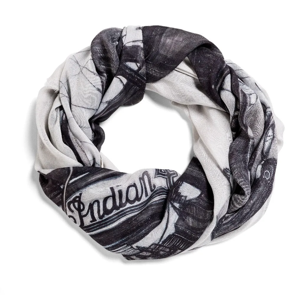 [vintage motorcycle]  [large oblong scarf]