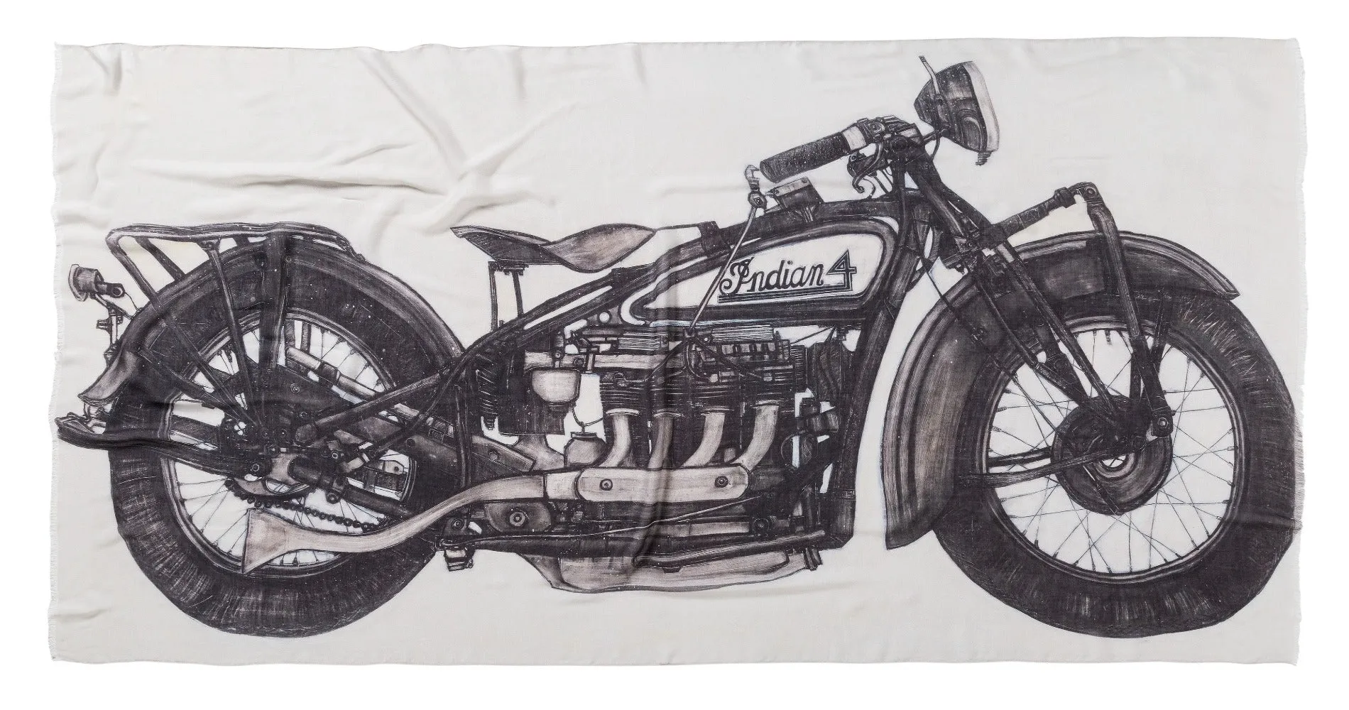 [vintage motorcycle]  [large oblong scarf]