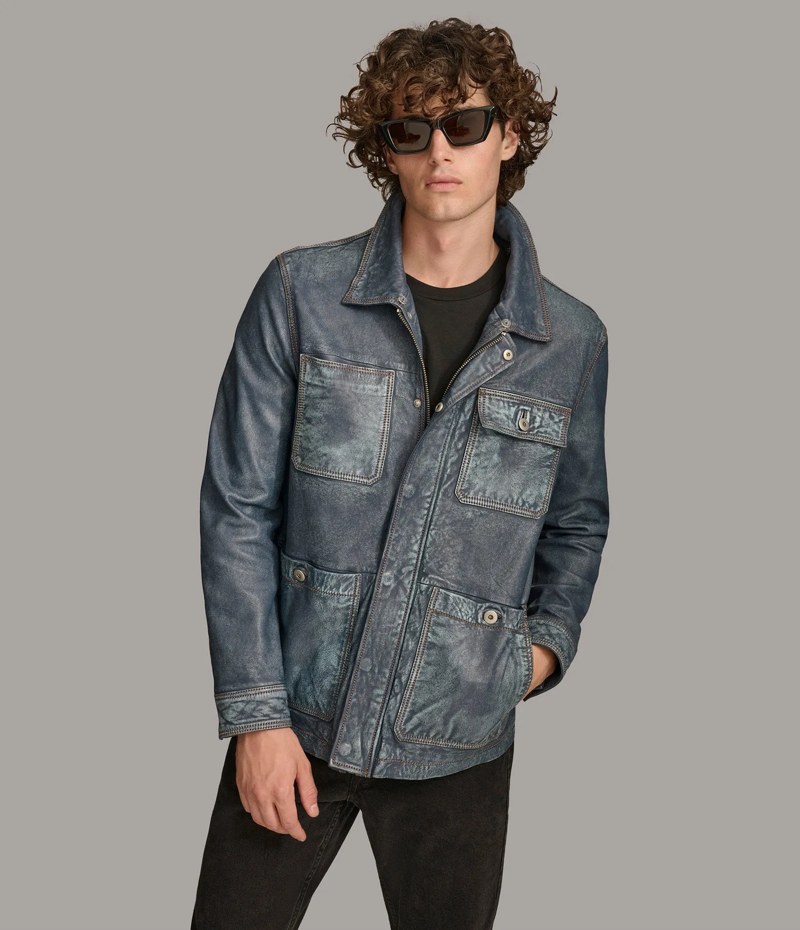 Wesley Denim Leather Chore Jacket