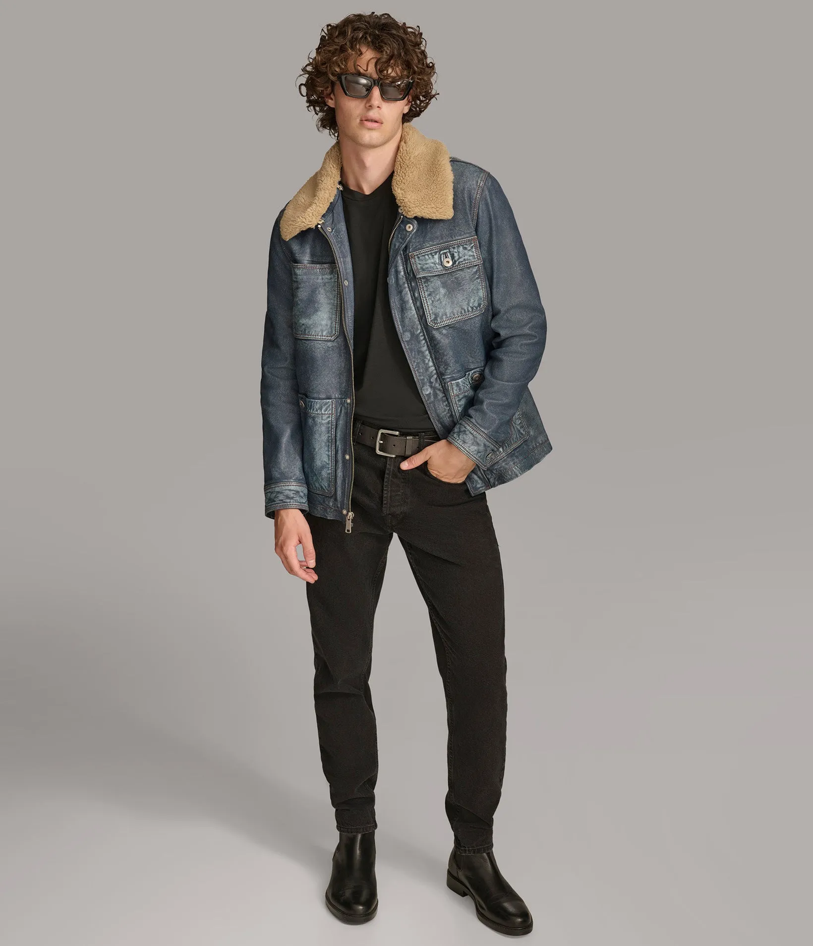 Wesley Denim Leather Chore Jacket