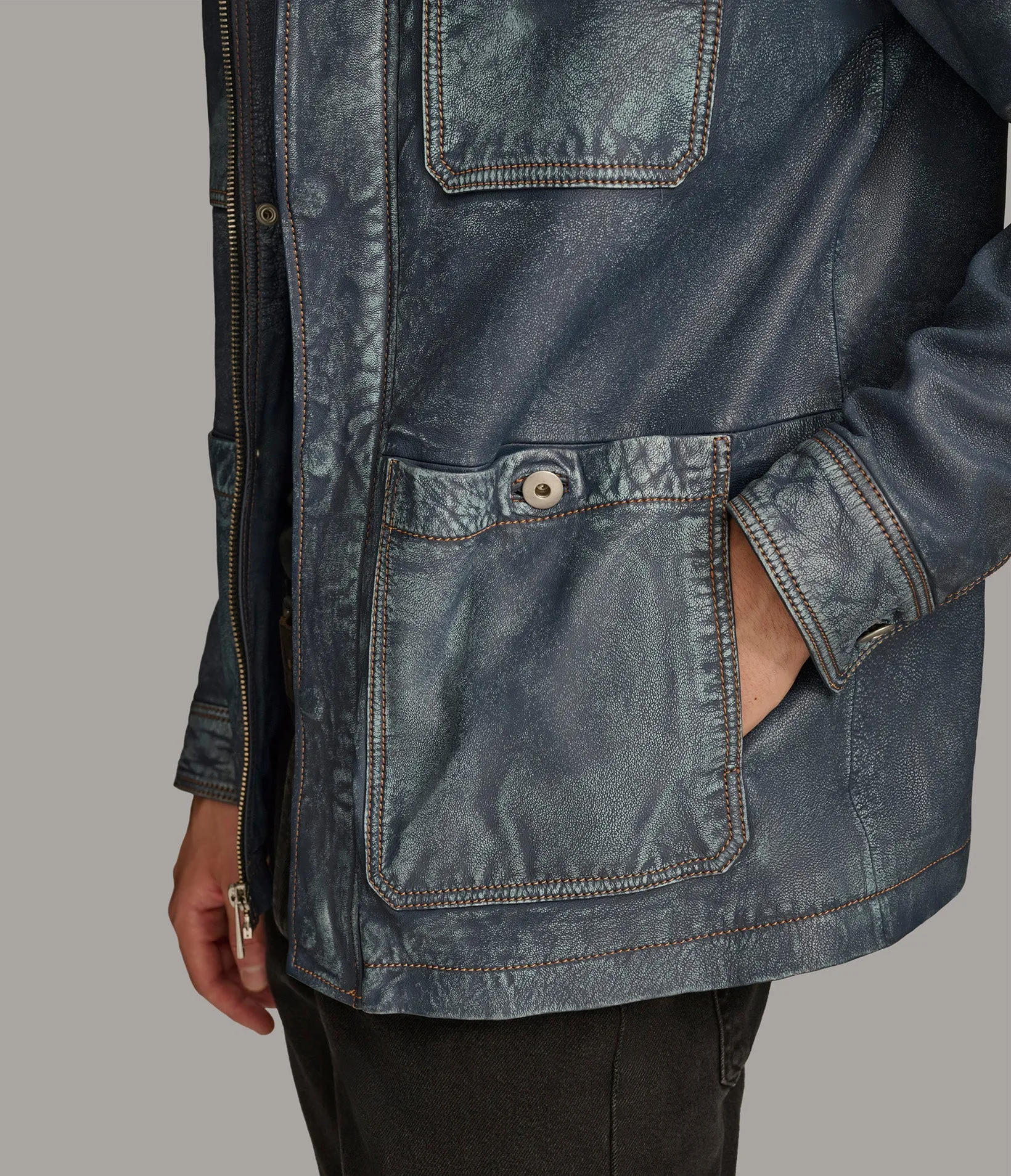 Wesley Denim Leather Chore Jacket