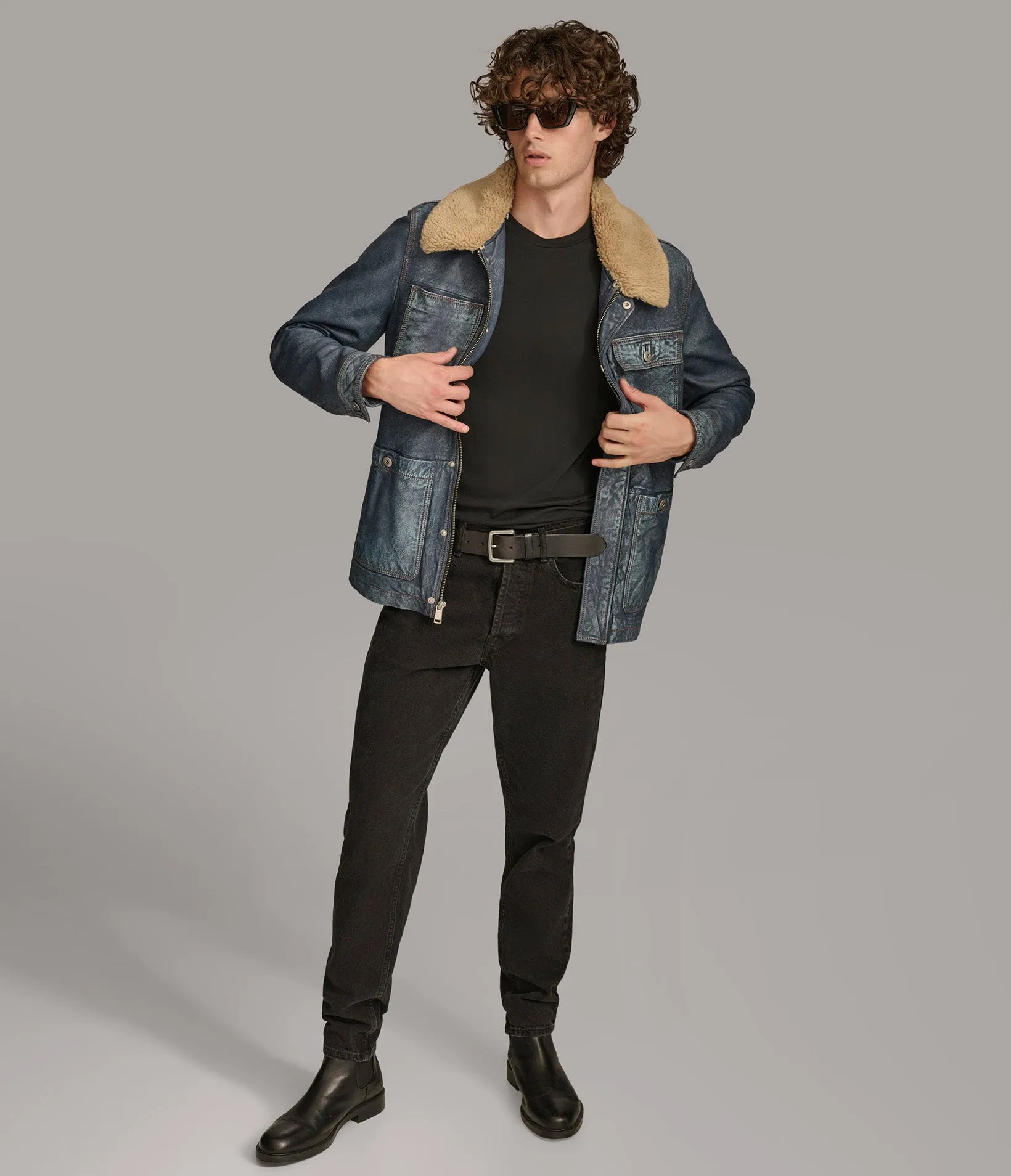 Wesley Denim Leather Chore Jacket