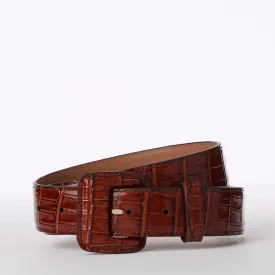 Wide Covered Leather Buckle Belt