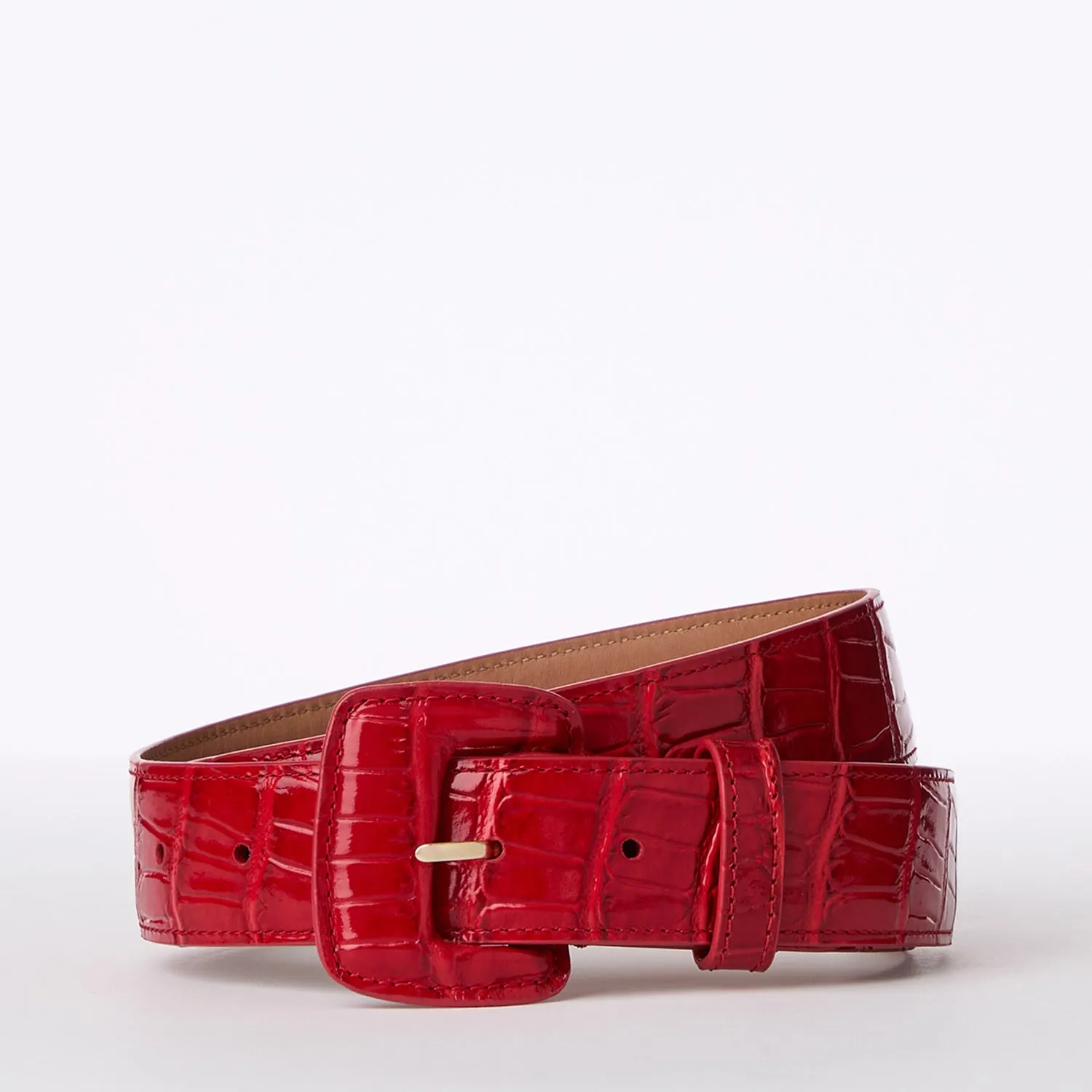 Wide Covered Leather Buckle Belt