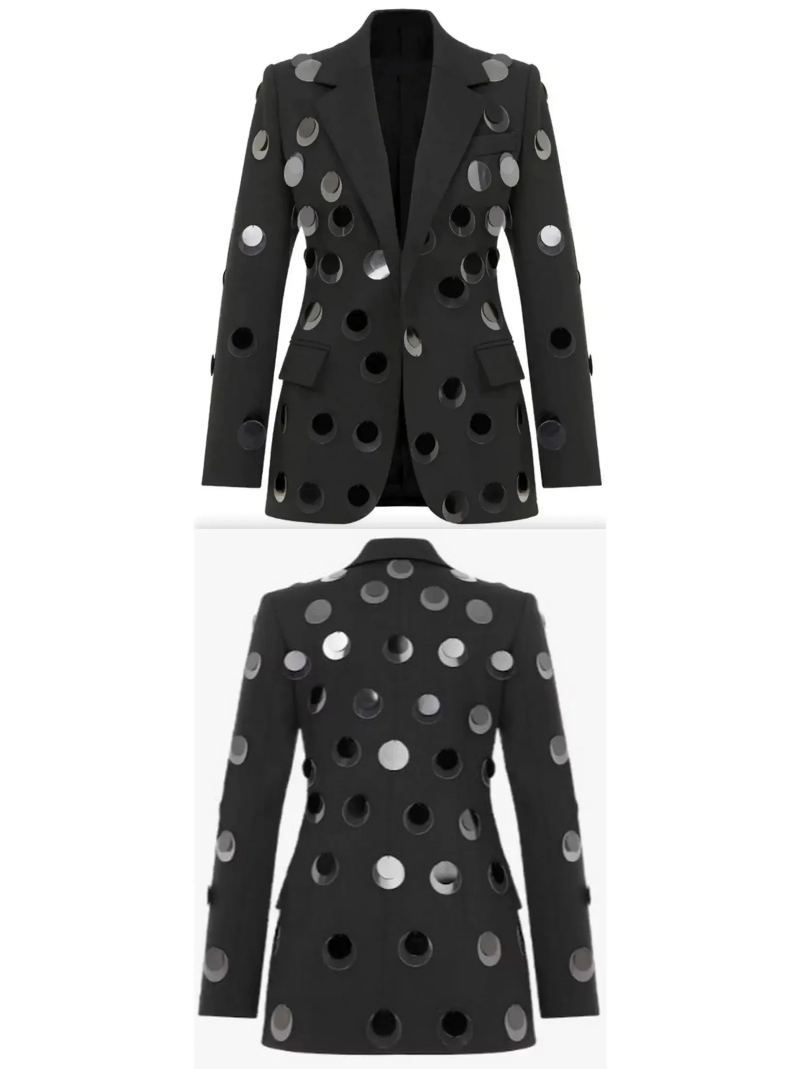 Women’s Black Blazer with Large Paillette Sequins