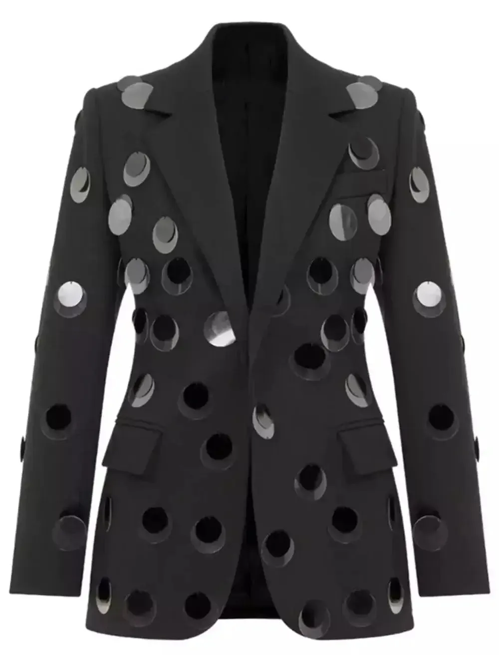 Women’s Black Blazer with Large Paillette Sequins