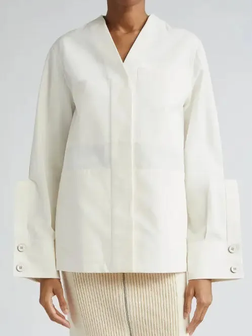 Women’s Cotton Raised Placket Utility Shirt-Jacket