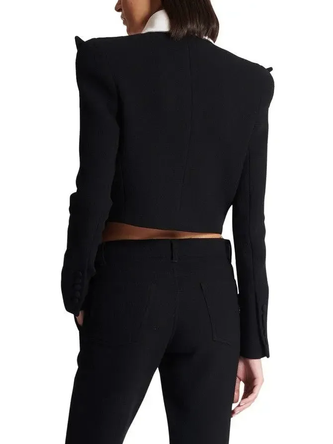 Women’s Cropped 6-Button Crepe Jacket