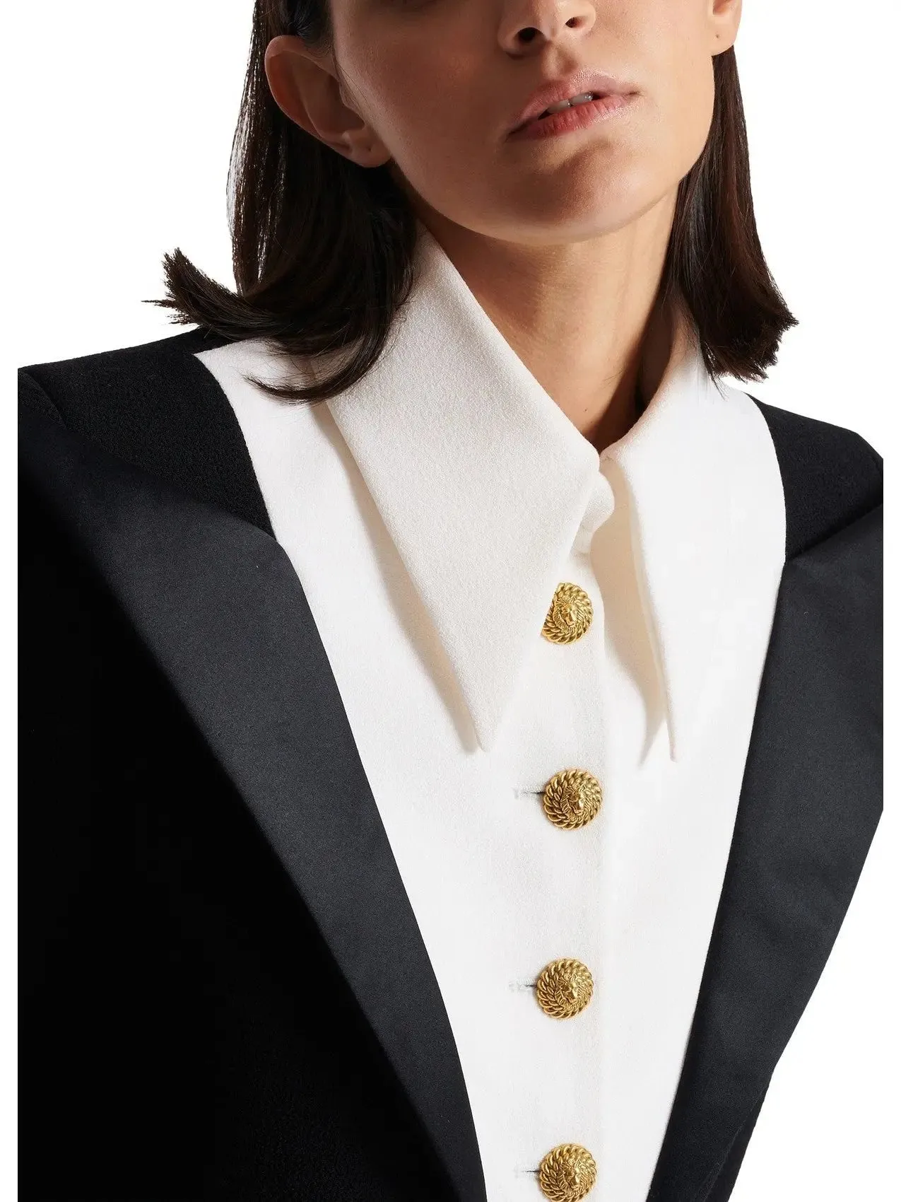 Women’s Cropped 6-Button Crepe Jacket