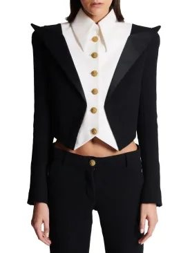 Women’s Cropped 6-Button Crepe Jacket