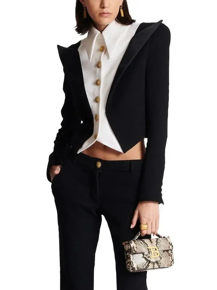 Women’s Cropped 6-Button Crepe Jacket